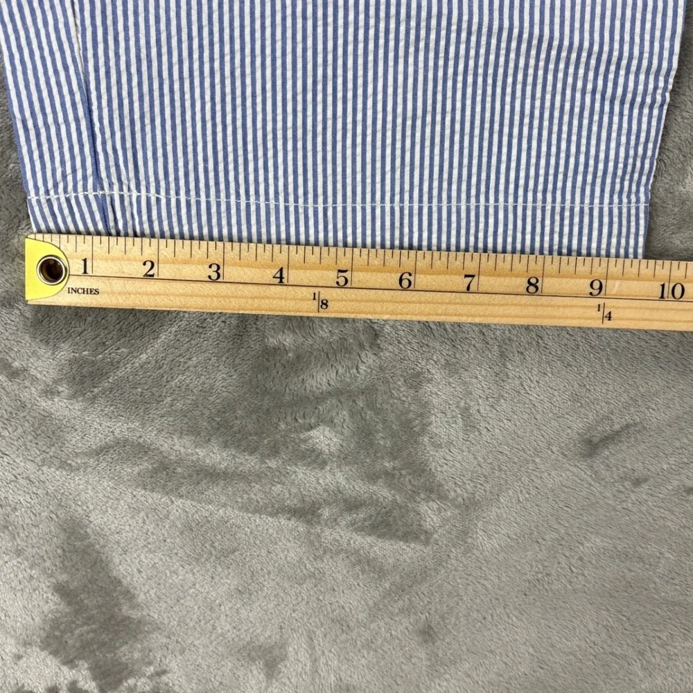 Polo Ralph Lauren Andrew Pant Mens 40x29 Blue White Seersucker Pleated Stripe